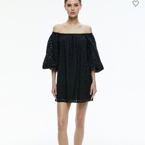Alice + Olivia Artemis Off Shoulder Black Dress
